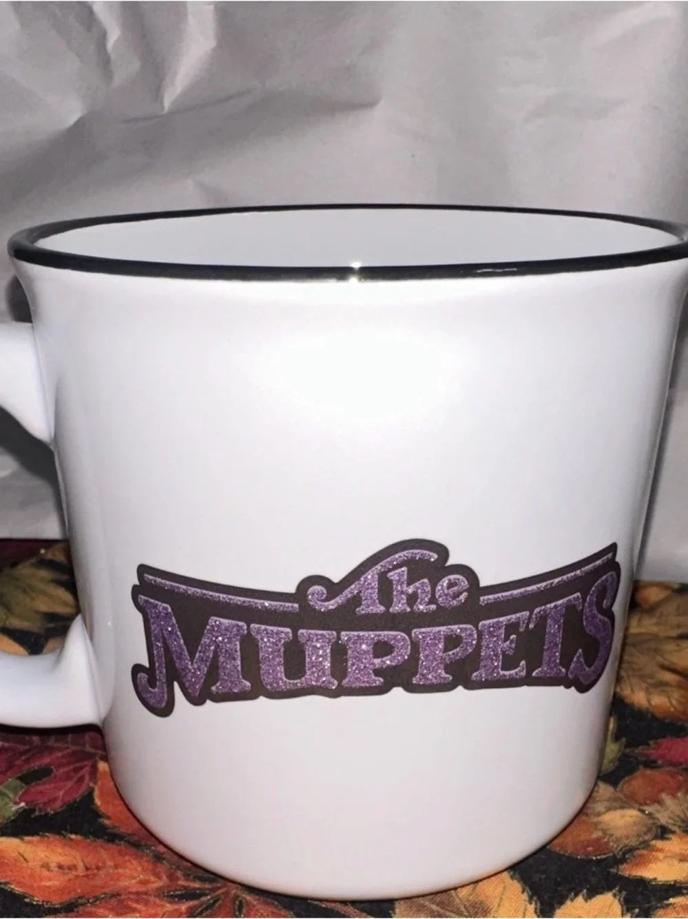 Disney Miss Piggy White Mug with Yellow, Purple, Red and Orange Graphic